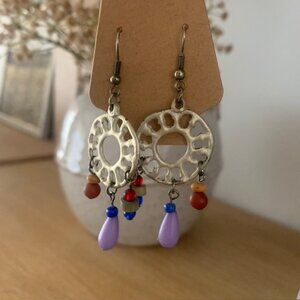 BOGO Abstract Silver color Geometric Boho Earrings | Multi-Color Beaded Dangle